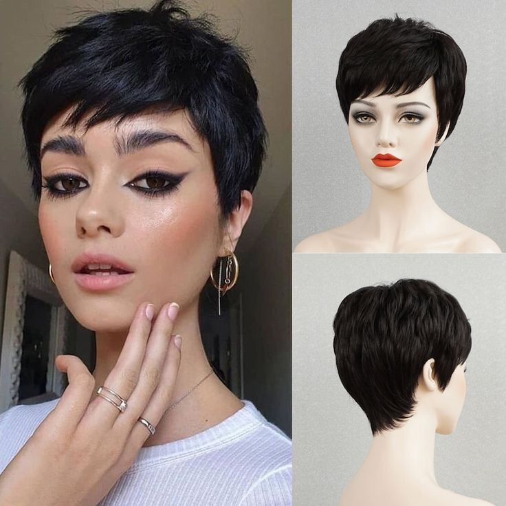 Short wig Pixie cut Brazilian hair wigs欧美短发直发头套