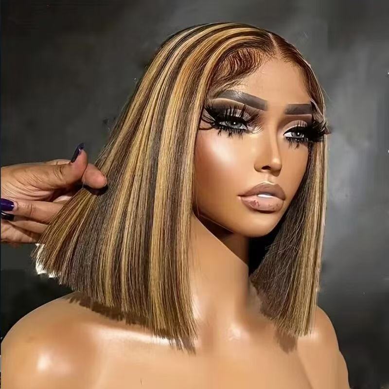 10A Brazilian Piano 4/27 Straight Bob With 13*4 Lace Wig