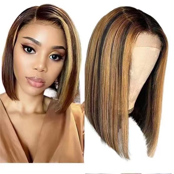 10A Brazilian Piano 4/27 Straight Bob With 13*4 Lace Wig