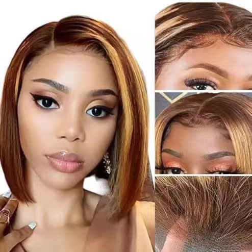 10A Brazilian Piano 4/27 Straight Bob With 13*4 Lace Wig