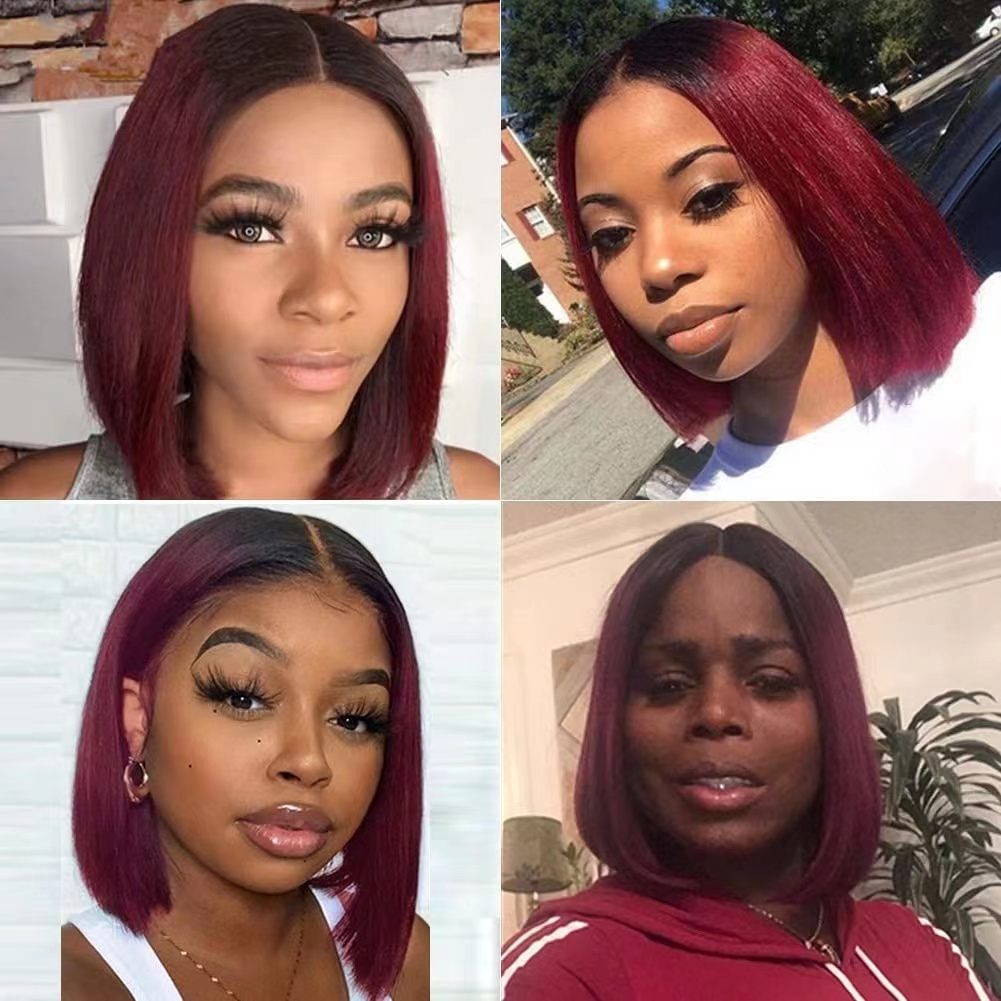12Inch Short Bob Human Hair T Part Lace Frontal Wig