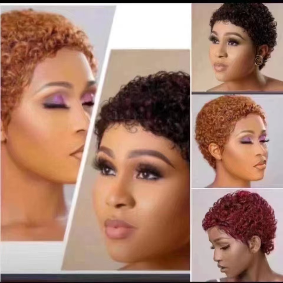 10A Brazilian human hair wig short curly wig