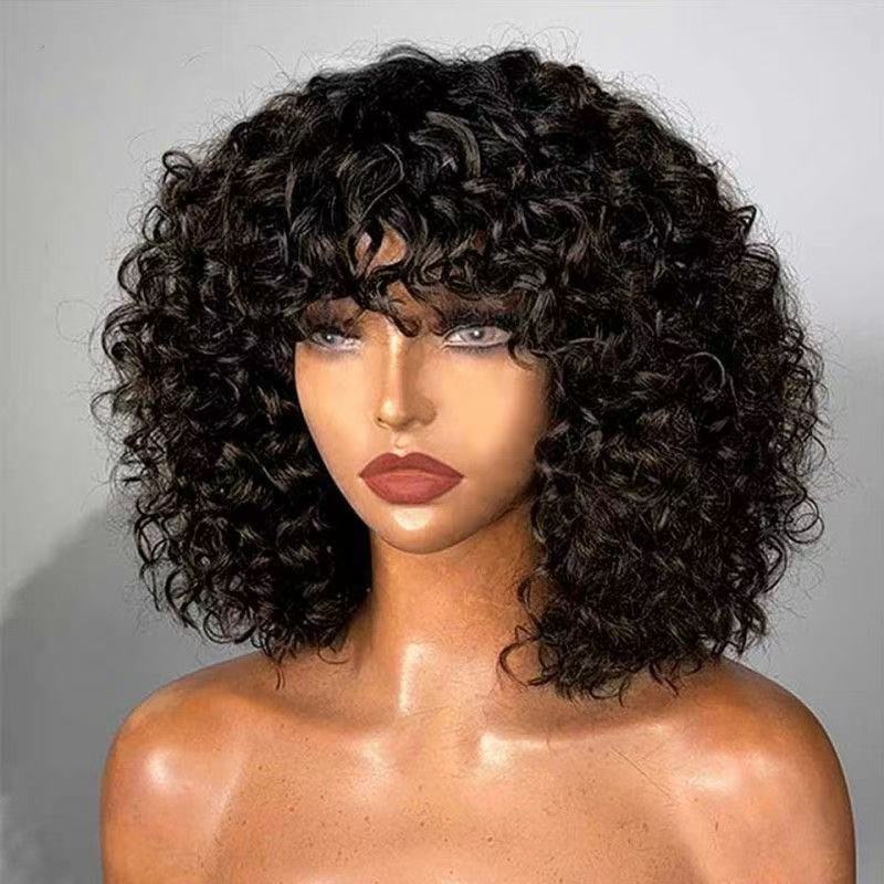 12A Brazilian Piano 4/27 Color Curly Bob Fringe Bangs Wig