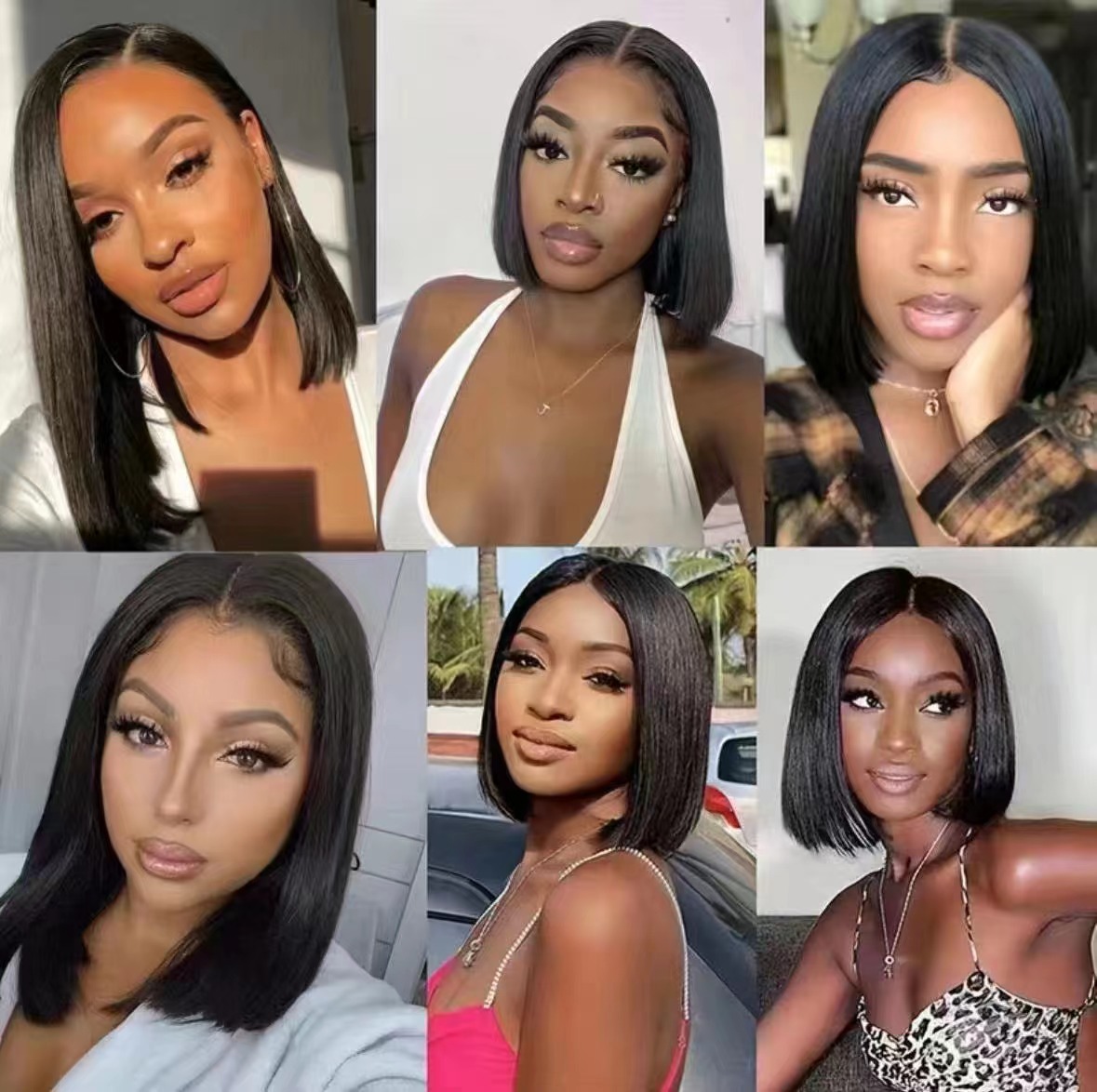 Vietnam Bone Straight Short Bob Human Hair Wig 